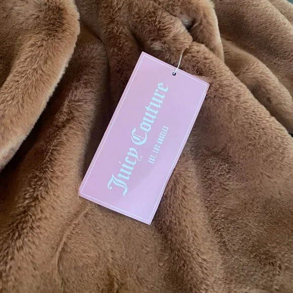 NWT Juicy Couture Sz Medium Teddy Trench Coat Brown Long Women - Picture 9 of 15
